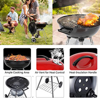 Grill à charbon de bois, grille de Camping de 17 pouces pour barbecue, poêle Portable robuste avec roues, livraison directe
