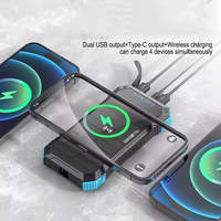 Top vente charge rapide 20000mAh double sortie USB chargeur sans fil portable de banque d'énergie solaire avec lumière torche LED