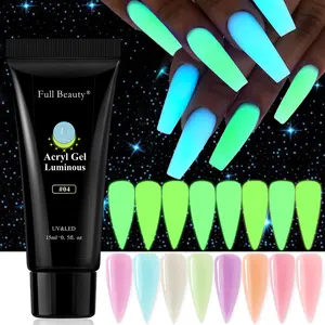 15ml di smalto per unghie acrilico bagliore in Gel fluorescente scuro con Gel UV Gel di estensione per unghie con punta rapida in cristallo