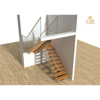 Escalier en acier à tubes carrés robustes, escalier droit sur mesure pour villa avec marches en bois
