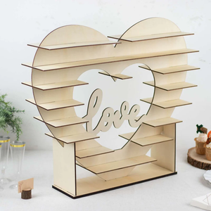 Supporto per cupcake in legno a forma di <span class=keywords><strong>cuore</strong></span> naturale in legno legno compensato legno legno doppio lato espositore da Dessert - Product Image 1
