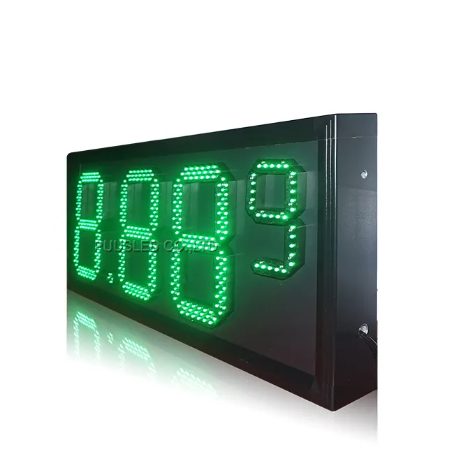 Tanda harga stasiun gas luar ruangan LED digit warna hijau nomor digit harga minyak display stasiun bensin led tanda harga gas