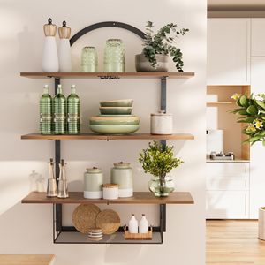 Étagère murale flottante SENYU à 3 niveaux avec paniers, idéale pour les salles de bain, les salons et les chambres, rangement - Product Image 4