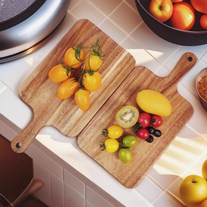 Acacia <b>Wood</b> Cutting Board 35x18x1.5cm Rectangular Double Sided Kitchen Chopping <b>Block</b> With Handle For Fruit Vegetable Prep - Product Image 3