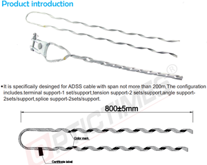 Kabel Tensioner Serat Optik, Klem Tegangan Kabel Gantung, Klem Tegangan Suspensi, Batang Armour Preformed - Product Image 6