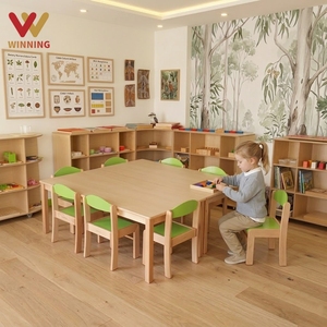 Ensemble table et chaises en contreplaqué de bouleau Montessori pour maternelle, mobilier d'activités éducatives pour tout-petits, pour garderie et école maternelle - Product Image 1