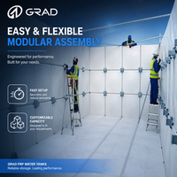 FRP GRP SMC 1000L Modularer Wasserspeichertank Sektionaler Kubischer Paneeltank für Trinkwasser
