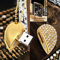 Clé USB 3.0 en forme de cœur en cristal Capacité de 128 Mo Clé USB pour bijoux 3D Nouveau cadeau de mariage Memory Stick avec interface USB 2.0