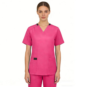Women's Stretchy Short Sleeve Scrub <b>Top</b> Moisture Wicking For Medical Staff Hospital Uniforms - Product Image 5