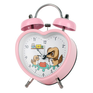 Sáng tạo mới phim hoạt hình kim loại mạnh mẽ đồng hồ báo thức tình yêu hình dạng đồng hồ bàn học sinh trẻ em kim hiển thị ký túc xá phòng ngủ - Product Image 4