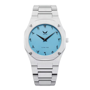 Montre personnalisée OEM, bracelet en cuir simple, étanche 30 mètres, ultra-fine, cadran bleu mat classique, quartz. - Product Image 2