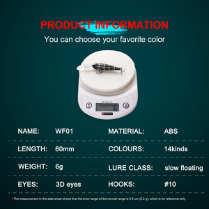 Stock noir Minow WF01 brillant 3D yeux longs billet brillant peint Jerkbait vente en gros longue coulée pêche leurre méné flottant - Product Image 3