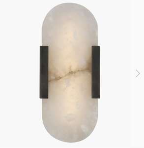 Lámpara de Pared Moderna de Lujo Vintage de Acero, Lámpara de Alabastro para Mesita de Noche, Aplique de Pared Alargado Melange - Product Image 4