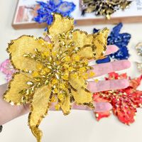 Appliques brodées 3D faites à la main en dentelle florale pour robes de mariée, à coudre, avec strass en cristal, perles et sequins