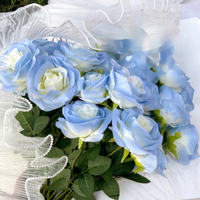 Bouquet artificiel de roses bleues effet glace pilée style Instagram, haute valeur esthétique pour décoration de mariage et de maison