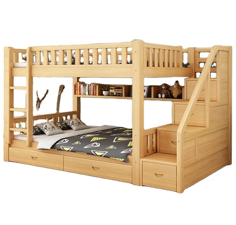 Günstige alle Massivholz Kinder und Kinder Etagen bett mit Treppe Twin Etagen betten für Kinder