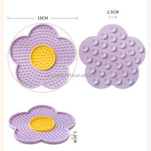 Produk Hewan Peliharaan Terbaik penjualan bunga matahari biru bentuk bunga aster persediaan hewan peliharaan kucing bantalan penjilat anjing pelat Lick silikon tikar untuk anjing - Product Image 2