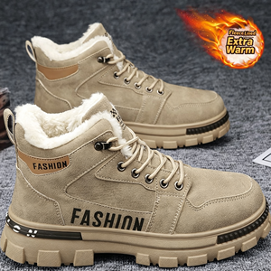 Chaussures en coton chaudes et épaisses doublées de polaire pour hommes, bottes de travail antidérapantes, chaussures de sécurité pour le travail industriel en extérieur - Product Image 4
