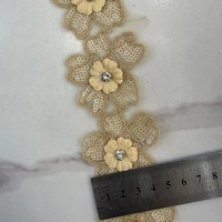 Bordure en dentelle soluble dans l'eau en polyester, accessoires vestimentaires, garniture florale tridimensionnelle à sequins pour jupes et manches