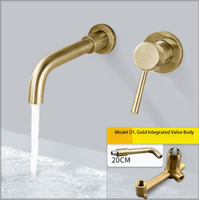 Robinet de lavabo mural moderne, mitigeur d'évier de salle de bain, eau froide et chaude, pour maison, hôtel, villa, appartement