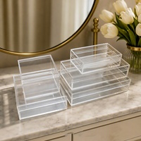 Boîte de rangement empilable en plastique PS transparent avec couleur personnalisable pour bijoux et petits cadeaux