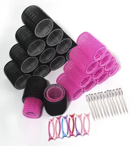 Factory Direct Sale 20pcs No Heat Plastic Hair Rollers Set 3 Sizes Self Grip Nylon Hair Rollers With Pins