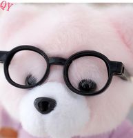 Porte-clés ours en peluche avec lunettes et nœud mignon QQ, vente en gros, mini jouet animal en fourrure douce dessin