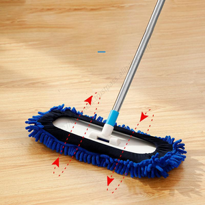 Vente en gros DS915 Balai serpillère plat réutilisable en microfibre pour sols en bois, à poignée réglable, pour nettoyage humide et sec, rotatif à 180 degrés - Product Image 1