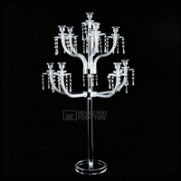 Chandelier élégant pour décoration de table, fournitures de décoration de mariage, décoration de cérémonie, porte-bougie de luxe transparent exquis