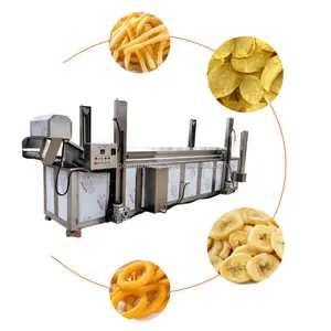 conveyor belt onion garlic frying machine commercial gas continuous frying machine Spring Rolls Onion Rings donuts conveyor deep