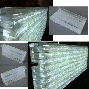 Ladrillos de bloques de vidrio de Color ámbar Soul para columna de partición montada en la pared podría proveedores de bloques de ladrillos de vidrio de construcción de fusión en caliente sólida - Product Image 3