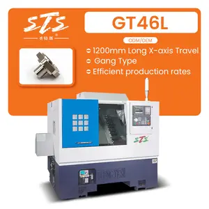 Heavy Duty Servo Bar Feeder GT46L Slanting Bed Automatic Change Tool Cnc Wood Lathe Machine With Polish