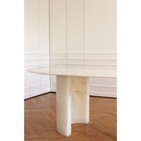 Meubles modernes de luxe en marbre d'agate naturelle personnalisés Table de salle à manger en marbre de haute qualité avec base rainurée Ensemble table à manger
