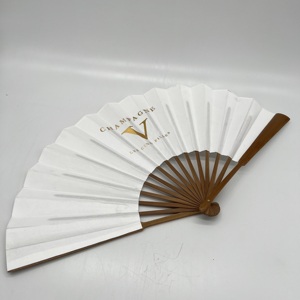 Éventail à main en bambou, tissu doré à la feuille d'or, logo personnalisé, style chinois traditionnel, haut de gamme, vintage original - Product Image 3