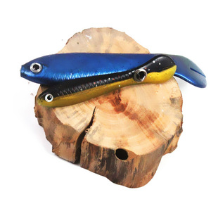 Leurre souple artificiel pour la pêche au bar, type loach, avec dos noir ou vert foncé, appât de fond en plastique souple - Product Image 1