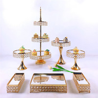 Plateau miroir en métal européen, support à gâteaux et desserts, présentoir de table en cristal pour buffet, décoration de mariage et événements