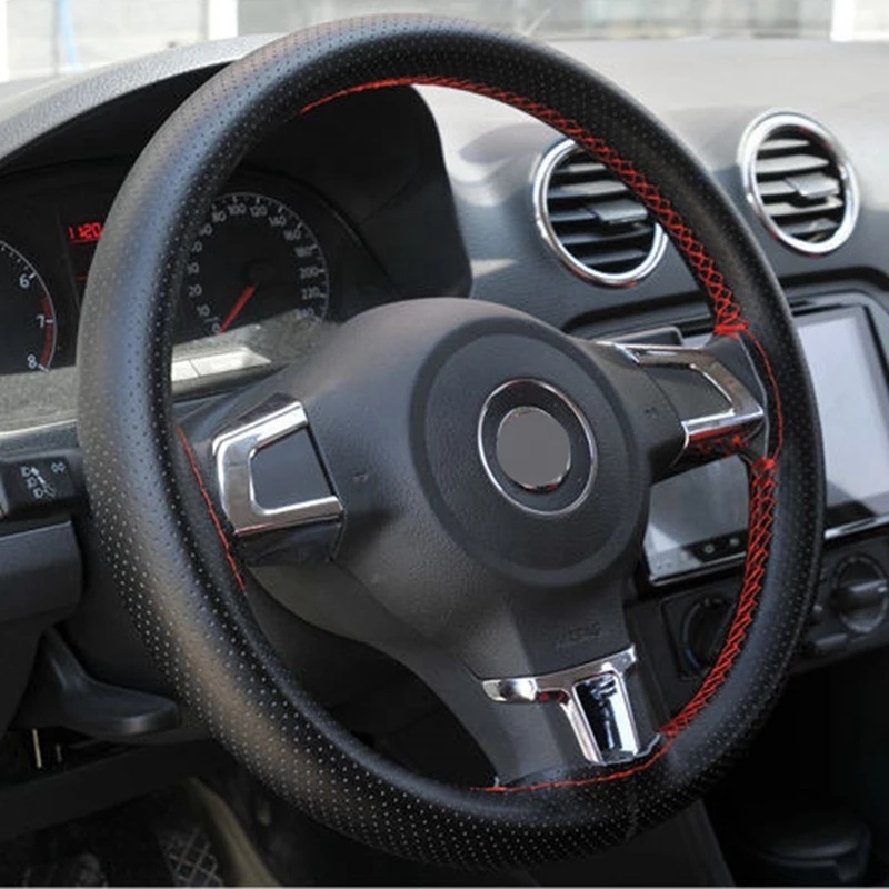 38cm Real Leather Hand Stitch Car Steering Wheel Cover - Guangzhou Taoyile Trading Co., Ltd.