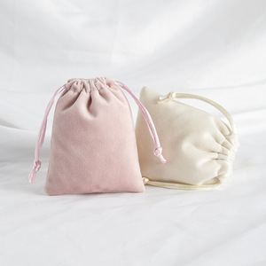 Velvet <b>Drawstring</b> Bags 8x10cm 15x20cm Jewelry Packaging Rectangular Pink Off White Fabric Storage <b>Pouches</b> - Product Image 1