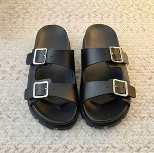 Sandalias de Lujo de Marca Premium con Doble Botón, Diseño Bocken, Suela Negra Brillante y Tacón Plano, Sandalias de Una Sola Tira para el Verano - Product Image 5