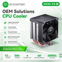 Ventilateur de refroidissement CPU SNOWMAN 9cm, tour simple, haute silenciosité, 4 caloducs, PWM 4 broches, sans LED, roulement fluide, cuivre aluminium, noir
