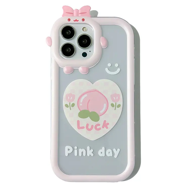 Iphone के लिए 12 13 14 प्यारा गुलाबी girly आड़ू पैटर्न फोन कवर लवली iphone मामलों के लिए महिलाओं