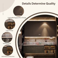 Mueble de Baño Flotante de Lujo para Hotel, Madera Sólida Natural, Encimera de Piedra Sinterizada, Lavabo Integrado, Botiquín con Luz LED