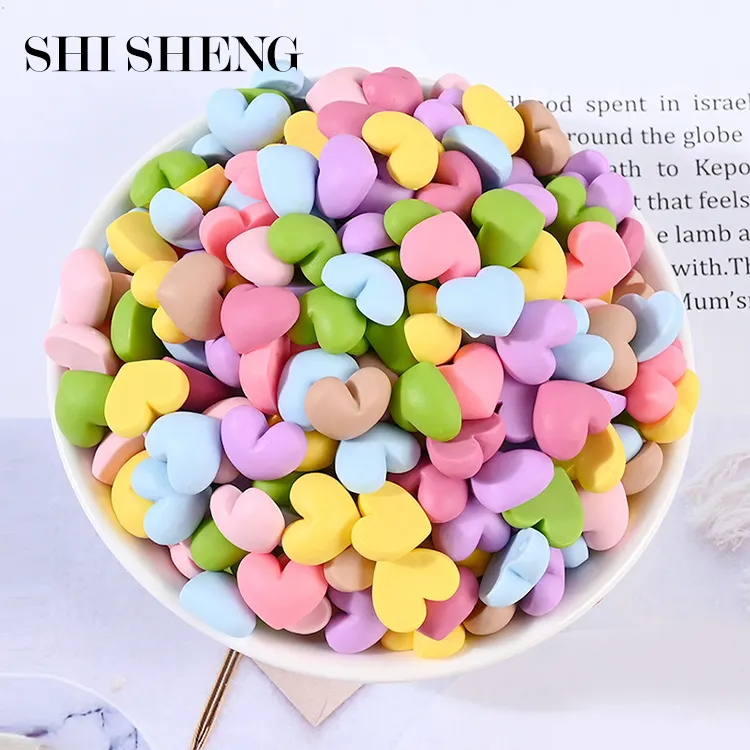 SHI SHENG carine Love Heart Flat Back in resina cabochon per fai da te creazione di gioielli per bambine per capelli per bambini accessori per decorazione