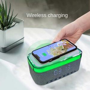 רמקולים ניידים 10W עם מטען אלחוטי, שעון מעורר, טיימר, נגן מוזיקה TF USB AUX, רמקול עם סוללה 1200mAh - Product Image 6