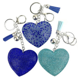 LLavero de cuero con forma de corazón para mujer, colgante de bolso personalizado con diamantes de imitación - Product Image 5