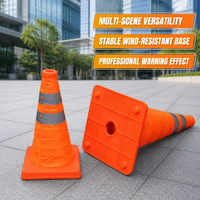 Cône de signalisation rétractable et pliable de 30 cm en tissu Oxford avec base en PP, sans son, sans alimentation, pour avertissement routier