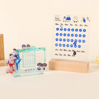 Kalender Magnetik Anime Kustom untuk Kulkas, Jam Dinding Akrilik Transparan, Jam Akrilik Meja, Stand Akrilik