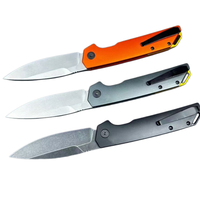 Couteau de poche pliant de haute qualité en acier 8Cr14MoV, lame à pointe tombante, boucle de lanière dorée, manche en aluminium, EDC, camping, OEM