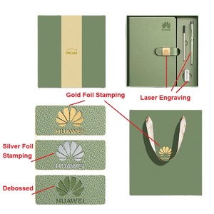 Estampage à chaud personnalisé logo en relief haut de gamme étanche en cuir PU ensemble de coffret cadeau de cahier d'affaires avec sac pour la promotion - Product Image 5