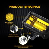 5 pouces 72W 24 Led faisceau d'inondation hors route Pod lumières jaune conduite brouillard travail lampes pour camions tout-terrain Jeep ATV UTV SUV